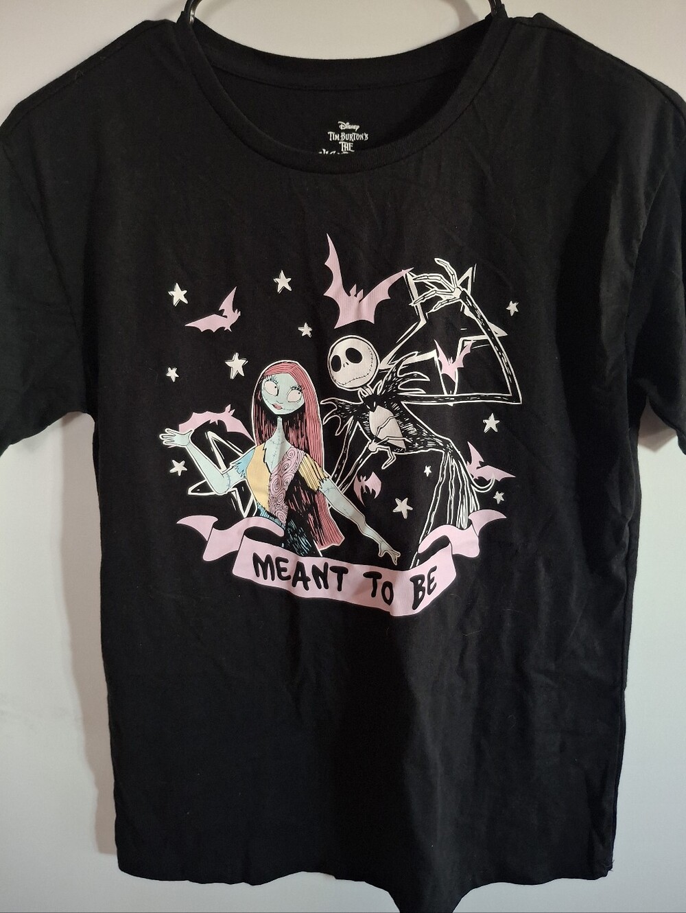 Disney The Nightmare Before Christmas Black Tee with Pink and White Graphic